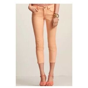 CAbi Bree Creamsicle Mid Rise Cropped Stretch  Skinny Jean Pants Orange Size 6
